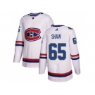 Men Adidas Montreal Canadiens #65 Andrew Shaw White Authentic 2017 100 Classic Stitched NHL Jersey