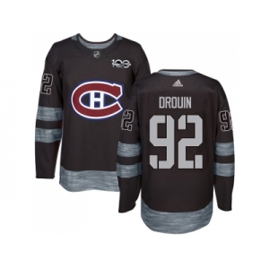 Men Adidas Montreal Canadiens #92 Jonathan Drouin Black 1917-2017 100th Anniversary Stitched NHL Jersey