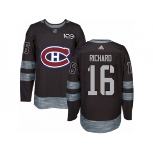 Men's Adidas Montreal Canadiens #16 Henri Richard Authentic Black 1917-2017 100th Anniversary NHL Jersey