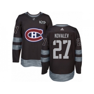 Men's Adidas Montreal Canadiens #27 Alexei Kovalev Authentic Black 1917-2017 100th Anniversary NHL Jersey