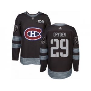 Men's Adidas Montreal Canadiens #29 Ken Dryden Authentic Black 1917-2017 100th Anniversary NHL Jersey