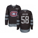 Men's Adidas Montreal Canadiens #58 Noah Juulsen Authentic Black 1917-2017 100th Anniversary NHL Jersey