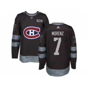 Men's Adidas Montreal Canadiens #7 Howie Morenz Authentic Black 1917-2017 100th Anniversary NHL Jersey