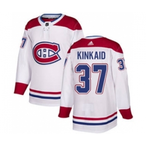 Men's Canadiens #37 Keith Kinkaid White Road Authentic Stitched Hockey Jersey