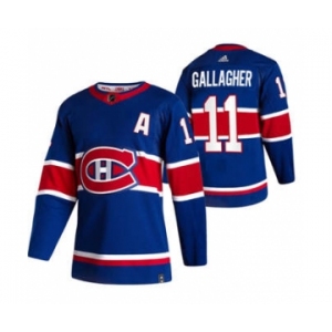 Men's Montreal Canadiens #11 Brendan Gallagher Blue 2020-21 Reverse Retro Alternate Hockey Jersey