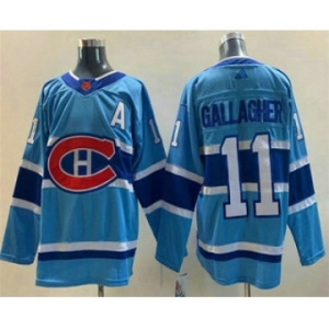 Men's Montreal Canadiens #11 Brendan Gallagher Blue 2022 Reverse Retro Stitched Jersey