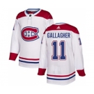 Men's Montreal Canadiens #11 Brendan Gallagher White Road Stitched Hockey Jersey