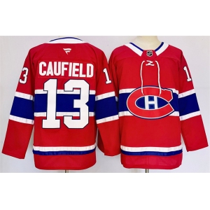 Men's Montreal Canadiens #13 Cole Caufield Red 2024-25 Stitched Jersey