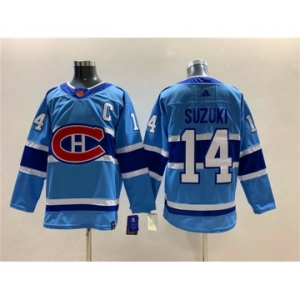 Men's Montreal Canadiens #14 Nick Suzuki 2022-23 Reverse Retro Stitched Jersey