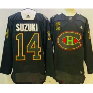 Men's Montreal Canadiens #14 Nick Suzuki Black History Night Authentic Jersey