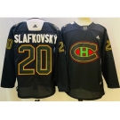 Men's Montreal Canadiens #20 Juraj Slafkovsky 2022 Black Warm Up History Night Stitched Jersey