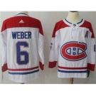 Men's Montreal Canadiens #6 Shea Weber White Road Stitched Hockey Jersey