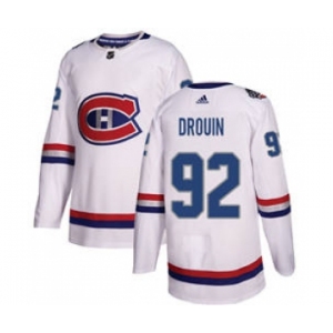 Men's Montreal Canadiens #92 Jonathan Drouin White 2017 100 Classic Stitched Hockey Jersey