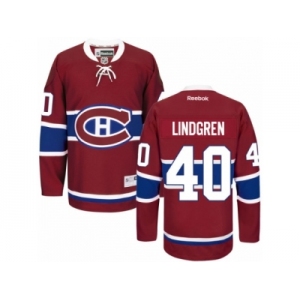 Men's Reebok Montreal Canadiens #40 Charlie Lindgren Authentic Red Home NHL Jersey