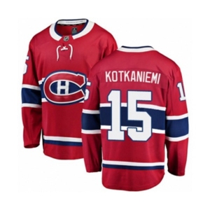 Montreal Canadiens #15 Jesperi Kotkaniemi Authentic Red Home Fanatics Branded Breakaway NHL Jersey