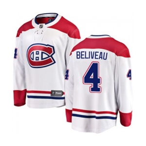 Montreal Canadiens #4 Jean Beliveau Authentic White Away Fanatics Branded Breakaway NHL Jersey