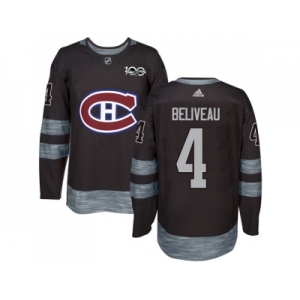 Montreal Canadiens #4 Jean Beliveau Black 1917-2017 100th Anniversary Stitched NHL Jersey