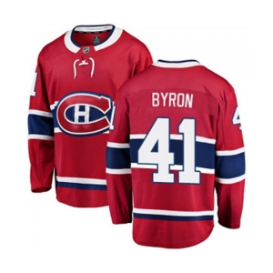 Montreal Canadiens #41 Paul Byron Authentic Red Home Fanatics Branded Breakaway NHL Jersey