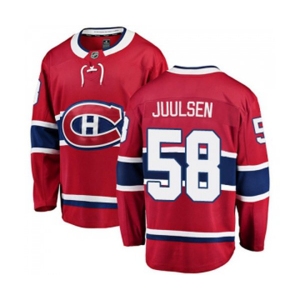 Montreal Canadiens #58 Noah Juulsen Authentic Red Home Fanatics Branded Breakaway NHL Jersey