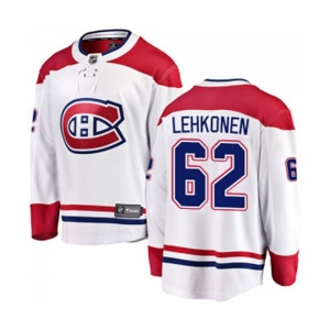 Montreal Canadiens #62 Artturi Lehkonen Authentic White Away Fanatics Branded Breakaway NHL Jersey