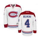 Reebok Montreal Canadiens #4 Jean Beliveau Authentic White Away NHL Jersey