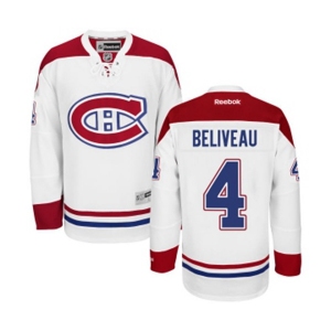 Reebok Montreal Canadiens #4 Jean Beliveau Authentic White Away NHL Jersey