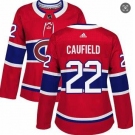 Adidas Montreal Canadiens #22 Cole Caufield Red Home Authentic Women's Stitched NHL Jersey