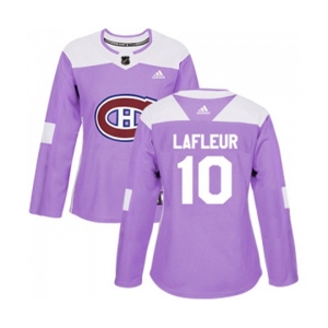 Women Adidas Montreal Canadiens #10 Guy Lafleur Authentic Purple Fights Cancer Practice NHL Jersey