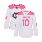 Women Adidas Montreal Canadiens #10 Guy Lafleur Authentic White Pink Fashion NHL Jersey