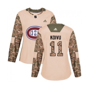Women Adidas Montreal Canadiens #11 Saku Koivu Authentic Camo Veterans Day Practice NHL Jersey