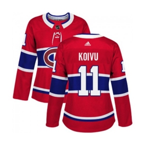 Women Adidas Montreal Canadiens #11 Saku Koivu Authentic Red Home NHL Jersey