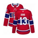 Women Adidas Montreal Canadiens #13 Max Domi Authentic Red Home NHL Jersey