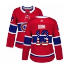 Women Adidas Montreal Canadiens #13 Max Domi Authentic Red USA Flag Fashion NHL Jersey