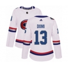 Women Adidas Montreal Canadiens #13 Max Domi Authentic White 2017 100 Classic NHL Jersey