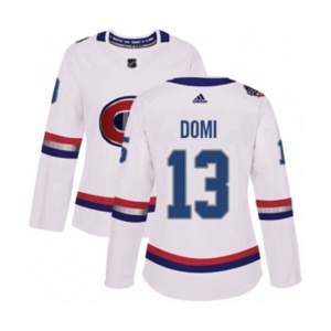 Women Adidas Montreal Canadiens #13 Max Domi Authentic White 2017 100 Classic NHL Jersey