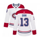 Women Adidas Montreal Canadiens #13 Max Domi Authentic White Away NHL Jersey