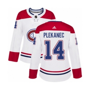 Women Adidas Montreal Canadiens #14 Tomas Plekanec Authentic White Away NHL Jersey