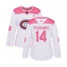 Women Adidas Montreal Canadiens #14 Tomas Plekanec Authentic White Pink Fashion NHL Jersey