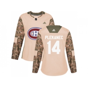 Women Adidas Montreal Canadiens #14 Tomas Plekanec Camo Authentic 2017 Veterans Day Stitched NHL Jersey