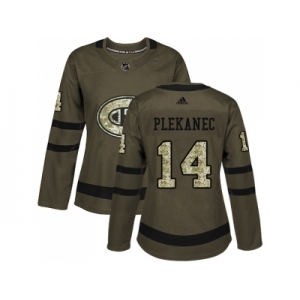 Women Adidas Montreal Canadiens #14 Tomas Plekanec Green Salute to Service Stitched NHL Jersey