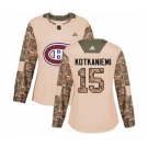 Women Adidas Montreal Canadiens #15 Jesperi Kotkaniemi Authentic Camo Veterans Day Practice NHL Jersey