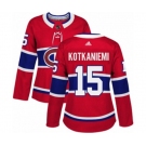 Women Adidas Montreal Canadiens #15 Jesperi Kotkaniemi Authentic Red Home NHL Jersey