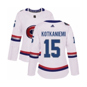 Women Adidas Montreal Canadiens #15 Jesperi Kotkaniemi Authentic White 2017 100 Classic NHL Jersey