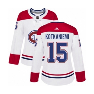 Women Adidas Montreal Canadiens #15 Jesperi Kotkaniemi Authentic White Away NHL Jersey