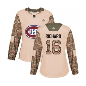 Women Adidas Montreal Canadiens #16 Henri Richard Authentic Camo Veterans Day Practice NHL Jersey