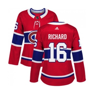 Women Adidas Montreal Canadiens #16 Henri Richard Authentic Red Home NHL Jersey