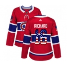 Women Adidas Montreal Canadiens #16 Henri Richard Authentic Red USA Flag Fashion NHL Jersey