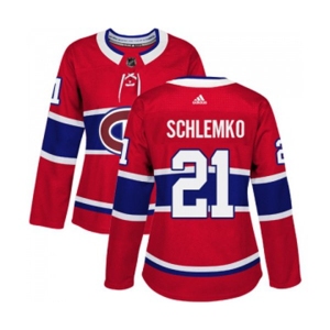 Women Adidas Montreal Canadiens #21 David Schlemko Authentic Red Home NHL Jersey
