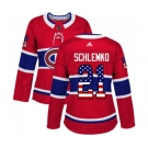 Women Adidas Montreal Canadiens #21 David Schlemko Authentic Red USA Flag Fashion NHL Jersey