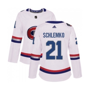 Women Adidas Montreal Canadiens #21 David Schlemko Authentic White 2017 100 Classic NHL Jersey